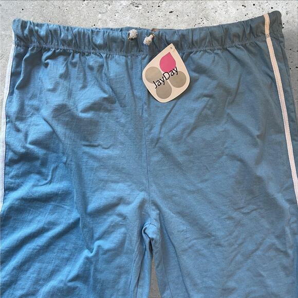 Jay Day Womens Activewear Set 2X Blue Zip Up Jacket Elastic Waist Cropped Pants - Picture 9 of 13